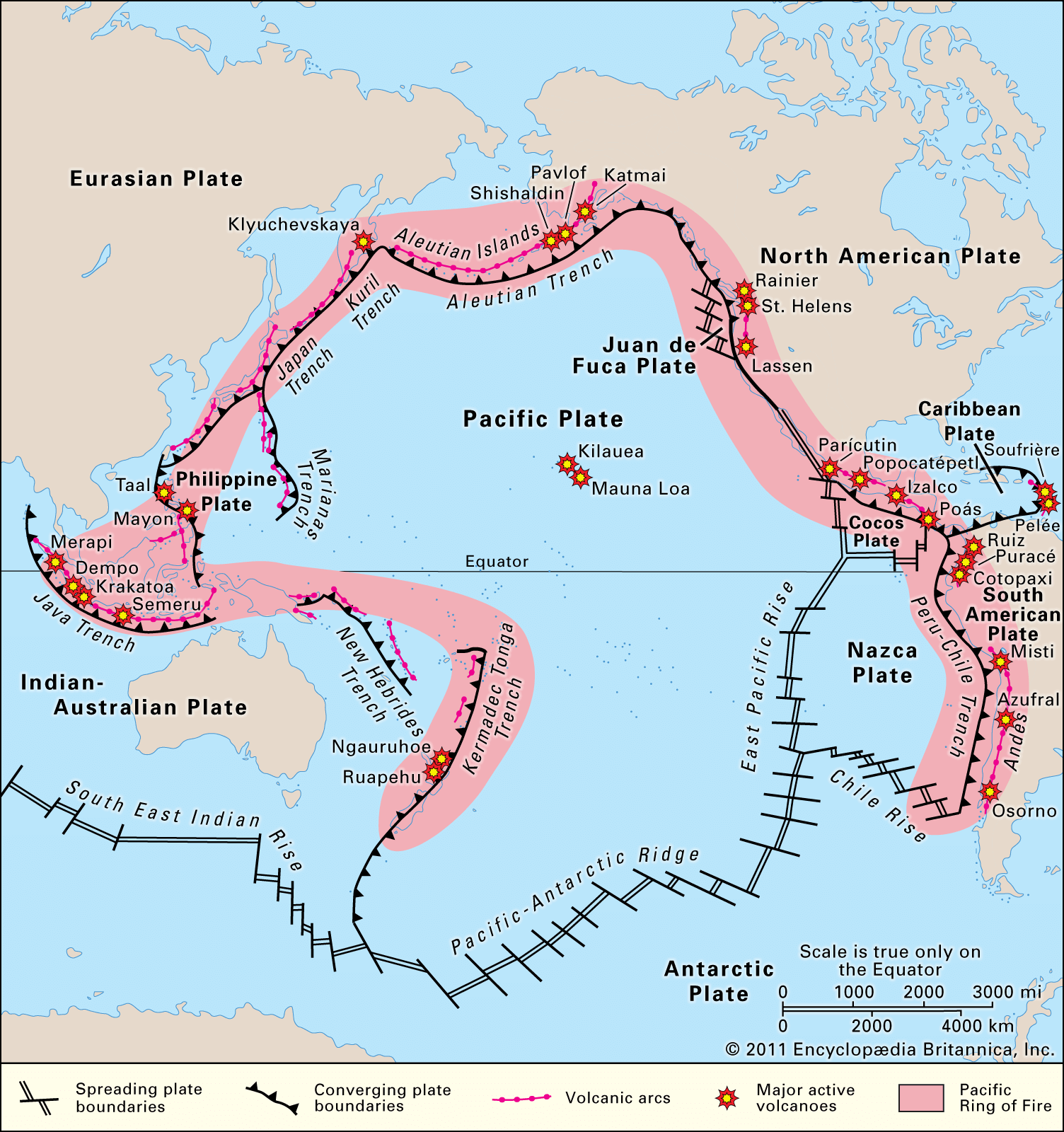 Ring volcanoes arcs tectonic plate boundaries