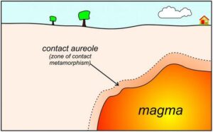 Contact metamorphism around a pluton